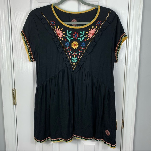Double D Ranch Women Size Medium Floral Embroidered Tunic Western - Picture 1 of 5
